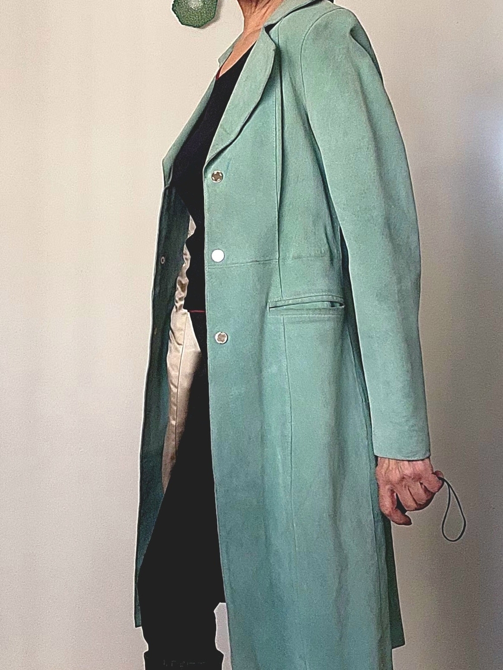 bebe Genuine Leather Suede Tailored Jacket -Light Blue- Size XS